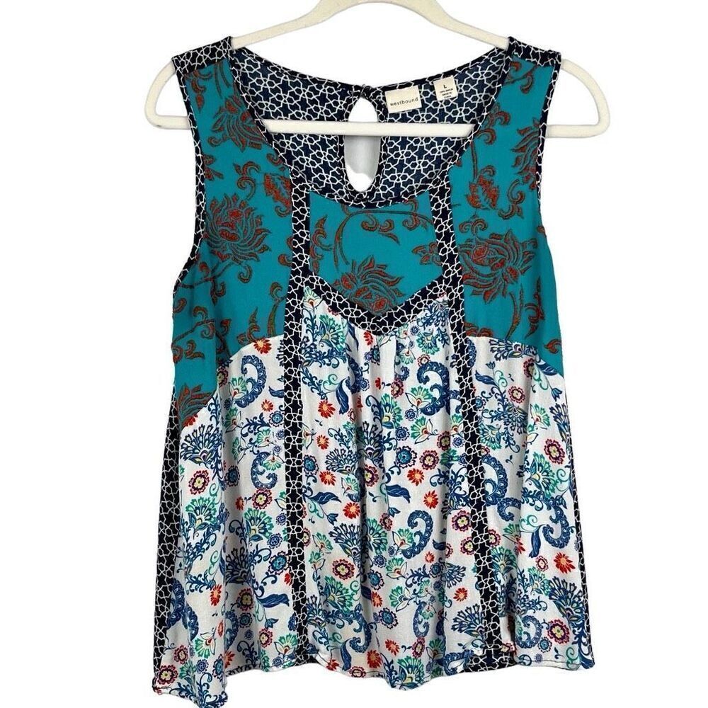 Westbound Floral Paisley Boho Tank Top Large
